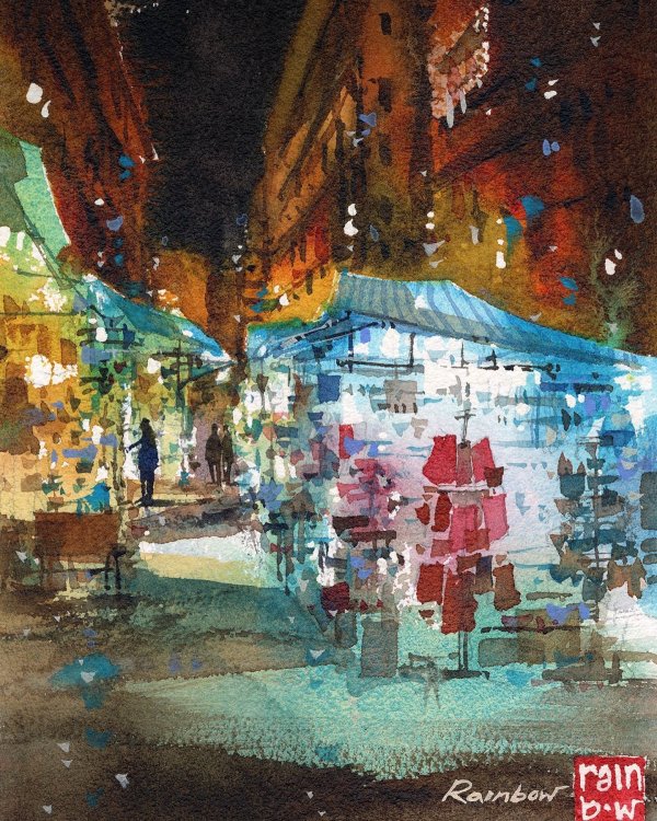 硕士独画“夜景”，用水彩定义光影，狂赚209万，这朦胧感美极了
