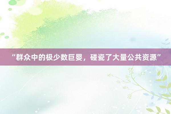 “群众中的极少数巨婴，碰瓷了大量公共资源”