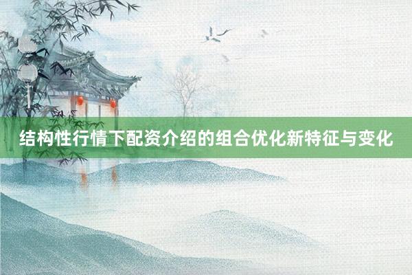 结构性行情下配资介绍的组合优化新特征与变化