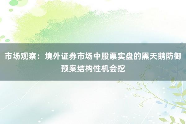 市场观察：境外证券市场中股票实盘的黑天鹅防御预案结构性机会挖