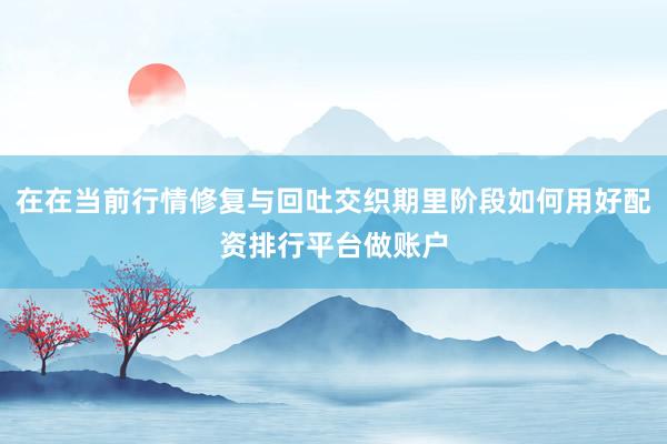 在在当前行情修复与回吐交织期里阶段如何用好配资排行平台做账户