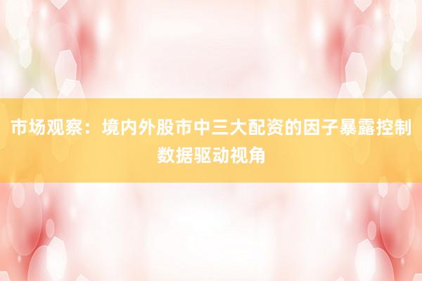 市场观察：境内外股市中三大配资的因子暴露控制数据驱动视角