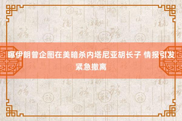 曝伊朗曾企图在美暗杀内塔尼亚胡长子 情报引发紧急撤离