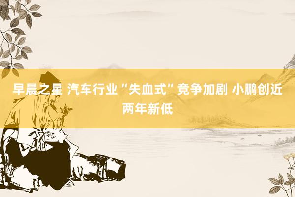 早晨之星 汽车行业“失血式”竞争加剧 小鹏创近两年新低