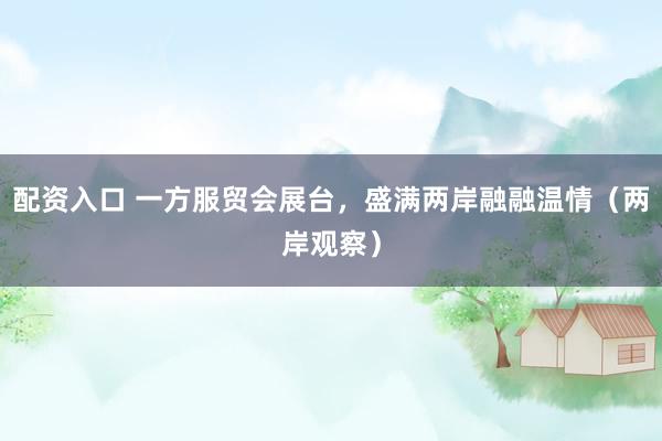 配资入口 一方服贸会展台，盛满两岸融融温情（两岸观察）