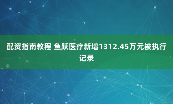 配资指南教程 鱼跃医疗新增1312.45万元被执行记录